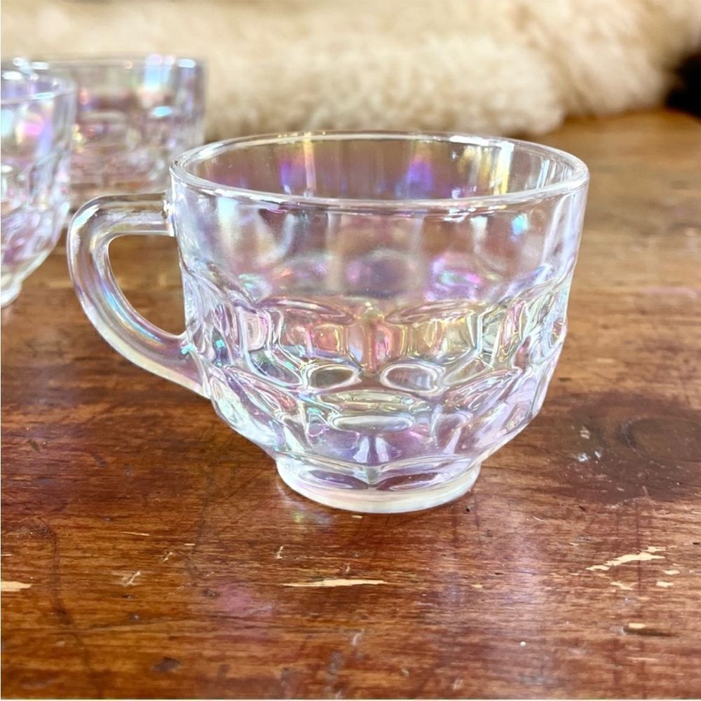 Rare Set of 4 1960's Federal Glass/Yorktown Iridescent Cups